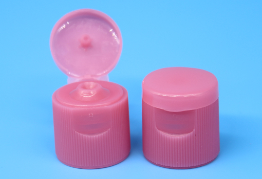  20/410 plastic pink flip top bottle lid with ribbed