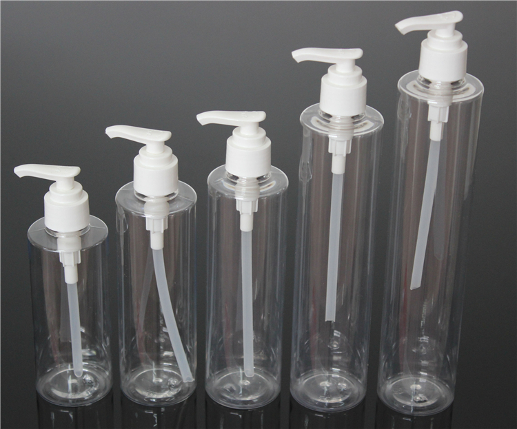 200-400ml round clear pet plastic lotion pump bottle